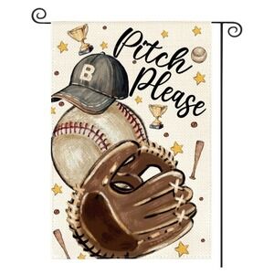 Briarwood Lane Summer Pitch Please Baseball Burlap Garden Flag 12x18